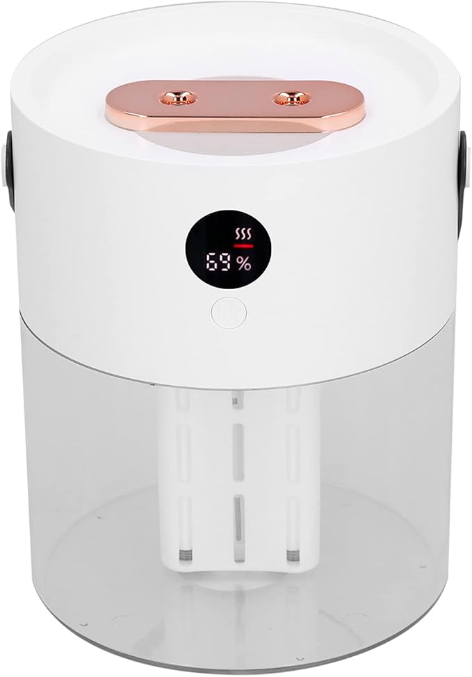 Cool Mist Humidifier, 2L USB Quiet Dual Spray Nozzle Smart Humidifier Two‑Stage Adjustable
