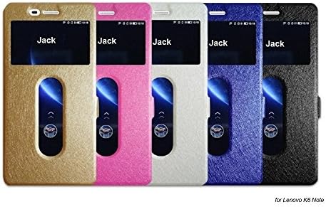 Baanuse Lenovo K6 Note Case Flip Thin Cover Case Dual Window View Stand Feature Magnetic Closure Premium PU Leather Cover for Lenovo K6 Note White