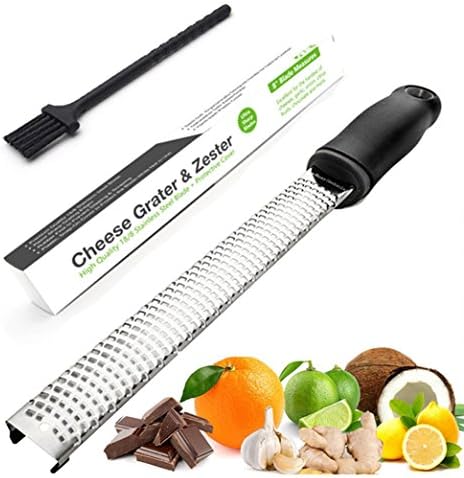 FORHOMER Citrus Lemon Zester &amp; Cheese Grater With Sharp Stainless Steel Blade - Kitchen Tool + Protective Cover For Parmesan Cheese, Lemon, Ginger, Garlic, Nutmeg, Chocolate, Vegetables, Fruits