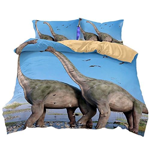 Ktlrr 3d Dinosaur Bedding Set Lifelike Long Necked Dinosaurs In