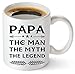 Fathers Day Gift For Dad And Grandpa - Coffee 11oz Mug. Unique Gifts Idea For Men & Husband! Make Him Proud On His Birthday, Christmas, Father's Day - Papa The Man The Myth The Legend By Muggies™