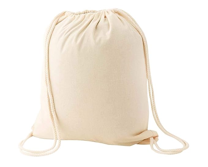white drawstring backpack