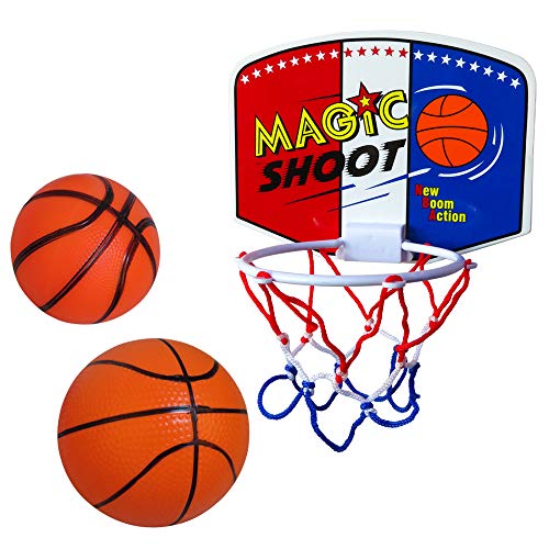 WEY&FLY Plastic Basketball Set Hoop Game Toy, Kids Junior Basketball Play Set for Kid Education and Basketball Lovers, with Two Balls and Pump  - Thumbnail 3