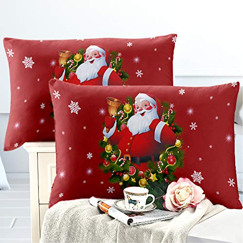Christmas Duvet Cover Full/Queen Size Christmas Snowman Red Green Quilt Cover Santa Claus Duvet Cover with Zipper Closure 3 D Printed Bedding Cover 3 Piece Bed Set