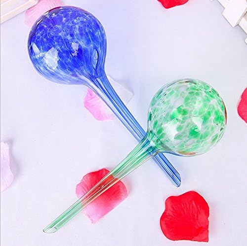 URToy 2PCS Colorful Glass Ball Watering Kits Automatic Plant Waterers Device Houseplant Flower Drip Watering System Sprinkler irrigation Set for Travel Trips(AT Random Color)