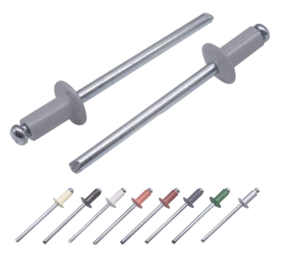(Pack of 500 pcs) Painted Blind Rivets 4.0 x 8 mm, Dome Head, DIN 7337, Aluminum Rivet and Steel Mandrel, Pop Rivets (500, Window Grey RAL 7040)