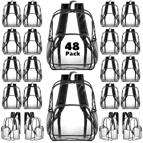 Amylove Clear Backpack Bulk 12 Pack - 15 Inch PVC Transparent Bookbag For Stadium Security - View #11