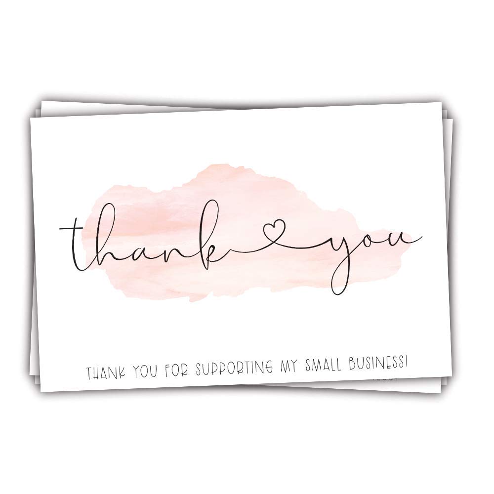 50 Pink Watercolor 4x6 Thank You for Supporting My Small Business - Customer Thank You for Order Cards - Small Online Business Package Insert