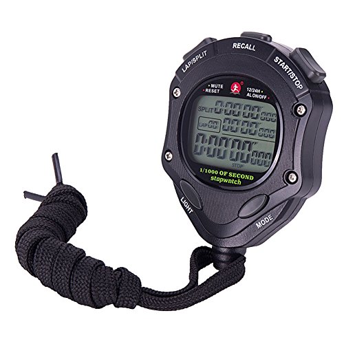 Backlight 1/1000 Seconds Accuracy Procoach Sports Stopwatch Alarm Clock with Double Separate Memory Timer