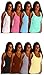 Sexy Basics Womens 6 Pack Stretch Ribbed Tank Tops (L 9-11, ASSORTED SOLIDS)
