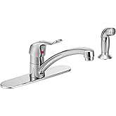 Moen 8707 Commercial M-DURA One-Handle Kitchen Faucet with Side Spray, 1.5 GPM, Chrome