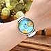 Top Plaza Womens Mens Rotating Airplane World Map Watch Unisex Retro Bronze Case White PU Leather Band Quartz Watch