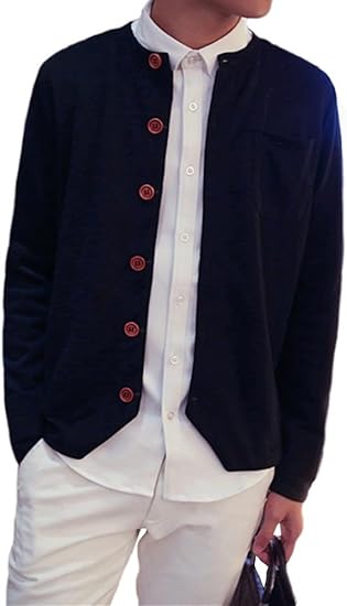 Amazon アンバーキー Umbarkie カーディガン 丸首 やや薄手 メンズ カラーバリエ豊富 無地 キレカジ系 コットン混 長袖 オフィスからカジュアルまで カーディガン 通販