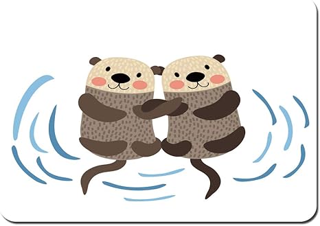 Amazon 玄関マット屋内 屋外キッチンマット吸水洗浄丸型防汚滑り止め抗菌消臭速乾性ふわふわお手入れ簡単 茶色 のラッコのカップルが手を繋いでいる動物漫画のキャラクター海水生 40 60cm 玄関マット オンライン通販