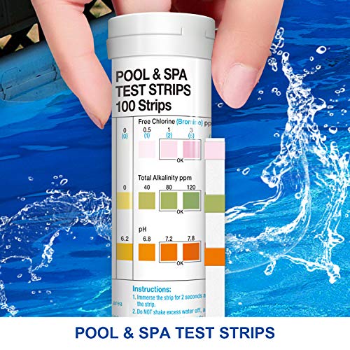 RUNBO 4 in 1 Pool & SPA Quality Testing Strips Easy and Accurate Test Free Chlorine, Bromine, Total Alkalinity and pH. 100 Counts. - Thumbnail 3