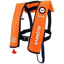 Aldabvk Adult Automatic Inflatable Life Jacket - 330 Lbs Buoyancy, Carbon Dioxide Cylinder, Adjustable Belt For Kayaking, Boating, Water Sports (Red)