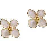 Vintage Enamel Flower Earrings,Colorful Floral Stud Dainty Oildripping Jewelry Chunky Petal Statement Earrings Elegant Party Prom Holiday Accessories for Women