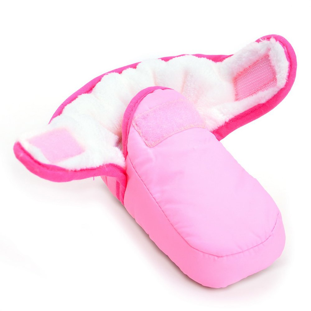 Estamico Baby Boys Girls Hook and Loop Winter Warm Boots Crib Shoes Pink 6-12 Months