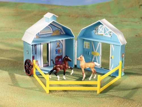Breyer Stablemates Frolicking Foals Pocket Barn And Horse Play Set
