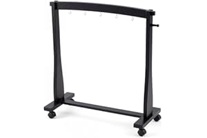 Ripeng Gong Chimes Wood Stand for 14 to 22 Gongs with Base for 1 Gong or 5 Chimes Wood Drum Stand with Brake Pulley for Sound Therapy and Meditation (Black, Style A)