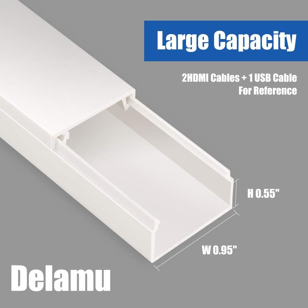 Delamu Electric Cable Trunking, 4M Cable Cover Wire Hiders for Wall Self Adhesive Wire Trunking - Image 3