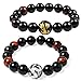Areke 12mm Mens Glass Beads Bracelet Unisex Dragon King Pattern Beaded Stretch Bracelets