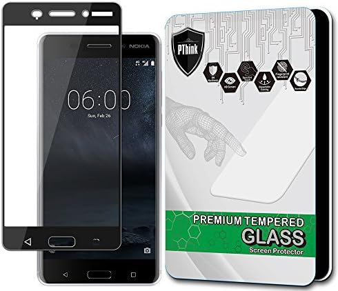PThink [Full Screen Coverage Tempered Glass Screen Protector for Nokia 6 (Black)