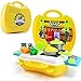 Kitchen Food Playset 26 PCS Set of Pretend for Kids, Includes Cutting Play Fruits and Veggies, Mini Pots and Pans, Cutting Board, Knife,Pepper,Salt and More