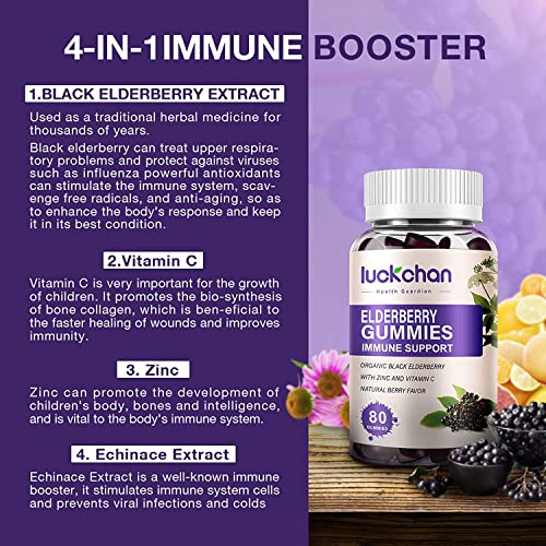 3 Pack High Potency Elderberry Gummies with Zinc - Black Elderberry Pectin Vitamin C - Echinacea - Immunity Support Dietary Herbal Supplements - Adult & Kids - Made in USA