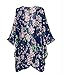 ACEFAST INC Vintage Women Girls Floral Print Long Loose Kimono Jacket Coat Cardigan Blouses Blue, Large