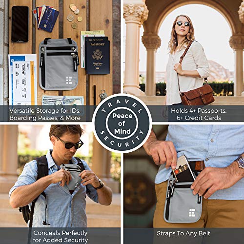 Travel Neck Wallet with RFID Blocking, Travel Neck Pouch Passport