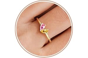 TOSGMY Gold Birthstone Rings for Women Non Tarnish Stackable Ring Dainty 14K Gold Plated Heart CZ Emerald Gemstone Ring Wedding Engagement Promise Ring for Her Birthday Personalized Jewelry Gifts for Mom