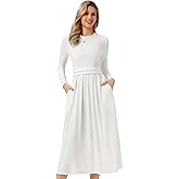 Allegra K Long Sleeve Dress for Women's A-Line Maxi Winter Fall Sweater Dresses