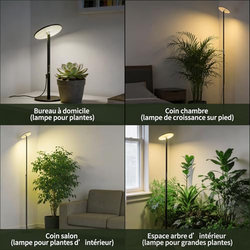 AJABotanics 60W LED Horticultural Lamp on Foot, Full Spectrum Indoor Plant Lamp, Adjustable Height up to 216 cm, for Large Plants, Remote Control, Timer 4H/8H/12H