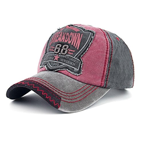 BCDshop Low Profile Denim Baseball Cap Unisex Retro Letters Hat Hip Hop Flat Cap (Black)