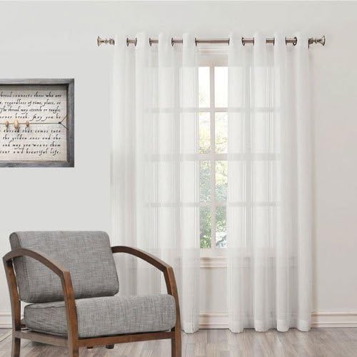Desirica Sheer 2 Piece Cotton Blend Curtain Set - 7ft, Multicolour