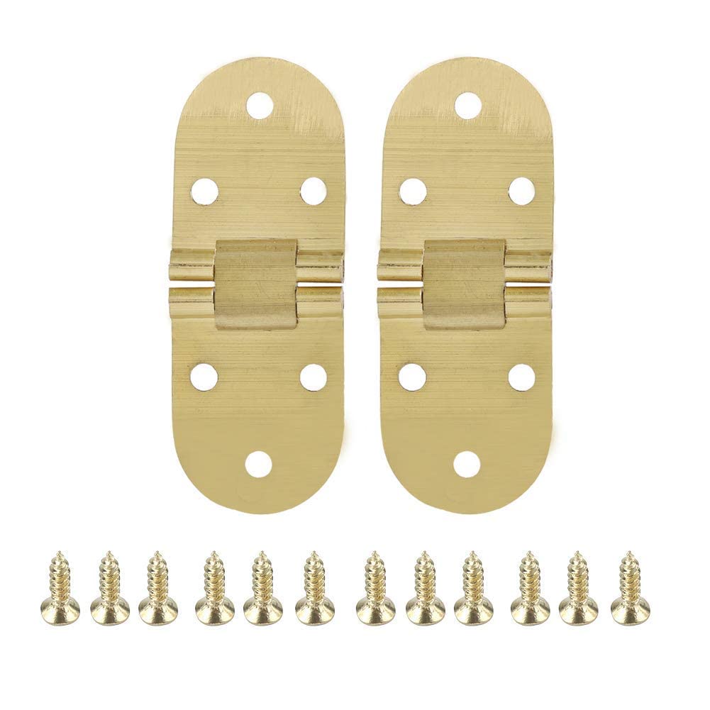 Folding Flip Top Hinge,2Pcs Zinc Alloy Self-Supporting 180 Degree Round Folding Table Backflap Hinges for Home Flap Desk Cupboard Oval Hardware