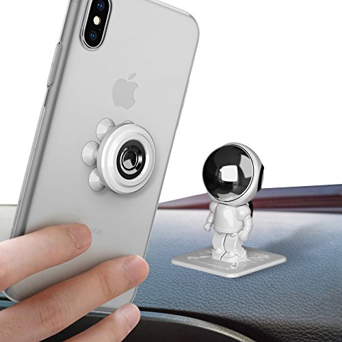 Space Cadet Universal Stick On Dashboard Magnetic Mobile Phone Car and Desk Mount for for Smartphones iPhone X 8 7 Plus 6 6S,Samsung Galaxy Note 8 S8 S7,Google Pixel,LG and GPS, 360°Rotation