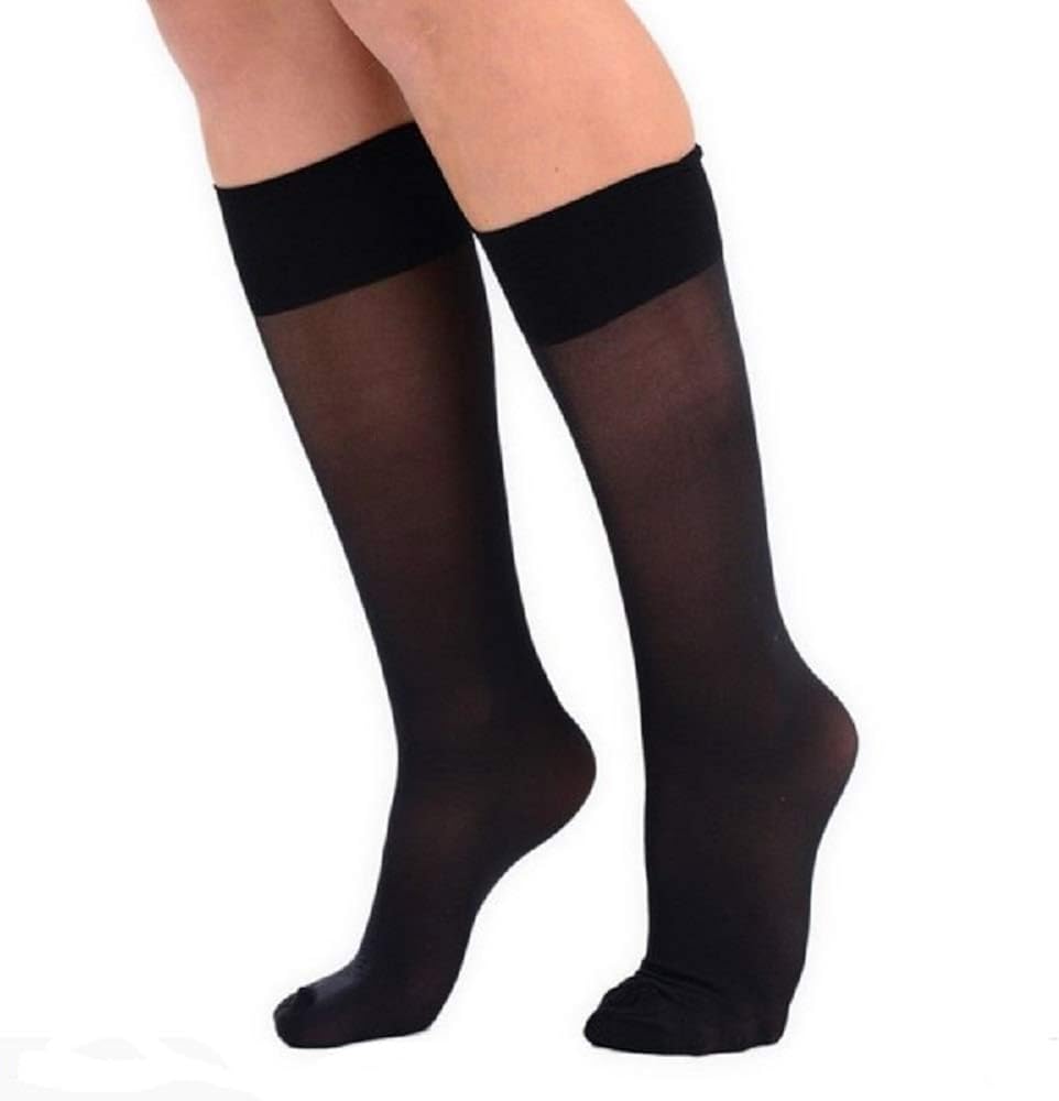 2 Pairs Women Travel Socks Ladies Knee High Travel Flight Pop Socks Medium Weight Support
