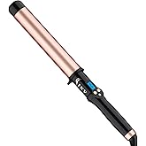 1 1/2 Inch Large Curling Wand for Long Hair, 1.5 Inch Dual Voltage Hair Curling Iron Wand Ceramic Extra Long Barrel,10 Adjustable Temp