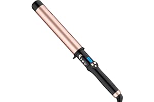 1 1/2 Inch Large Curling Wand for Long Hair, 1.5 Inch Dual Voltage Hair Curling Iron Wand Ceramic Extra Long Barrel,10 Adjust