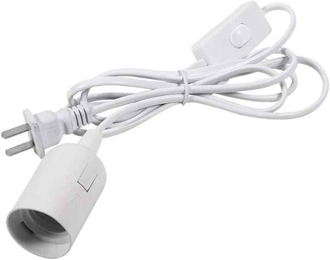 E27 Light Bulb Socket Extension Hanging Lantern Pendant Light Lamp Cord Cable with On/Off Switch