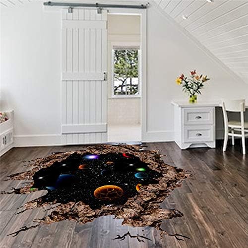 3D Outer Space Planets Wall Stickers for Kids Room Cosmic Galaxy Wall Decals Baby Bedroom Living Room Ceiling Floor Wallpaper 60x64cm