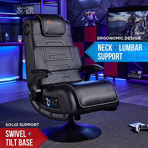 X Rocker Pro Leather Lounging Video Gaming Pedestal Chair with Vibration, Wireless Audio, 2