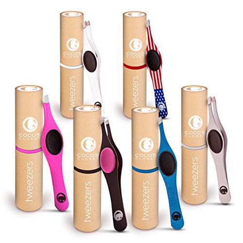 Coco's Closet Professional Eyebrow Tweezers for Eyebrow Shaping Personal Grooming Ingrown Hair Removal and Removing Facial Hairs - Sharp Slant Tip Tweezers High Grade Stainless Steel