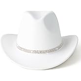 Lisianthus Women's Western Cowboy Hat Glitter Rhinestone Wide Brim Cowgirl Hat