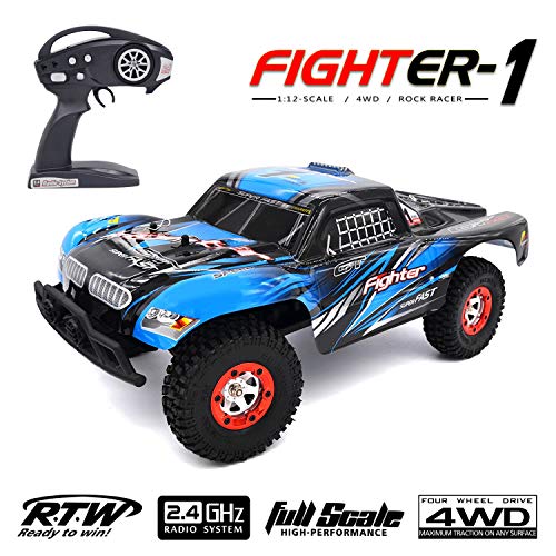 Tecesy RC Car, 1/12 Scale 4WD Short Course Racing Truck with 25+MPH Off-Road Rock Crawler Electric 2.4Ghz Radio,Control RC Desert Buggy R/C RTR Hobby Grade 35km/H for Teenagers Adults Kids (Blue)