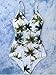 Riversong Womens Sexy V Neck Backless One Piece Coconut Palm Tree Print Swimsuit (Tag XL(US 6-8), White)