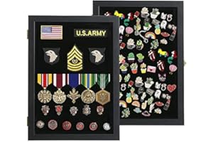 VERANI Pin Display Case - 14x19 Pin Collection Display with 98% Uv Protection Acrylic Door for Military Medals, Beach Tags, Jewelry Pins, Pin Gift, Insignia Ribbons, Pin Enthusiast Collectibles, Black
