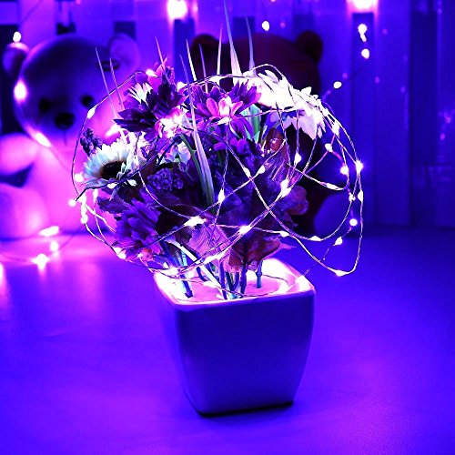 Icicle Solar Powered String Light, 26ft 120LED Flexible Copper Wire Indoor/Outdoor Waterproof Decorative Light for Patio, Path, Lawn, Garden, Balcony, Yard, Fence，Halloween Decorations(Purple) - Thumbnail 2